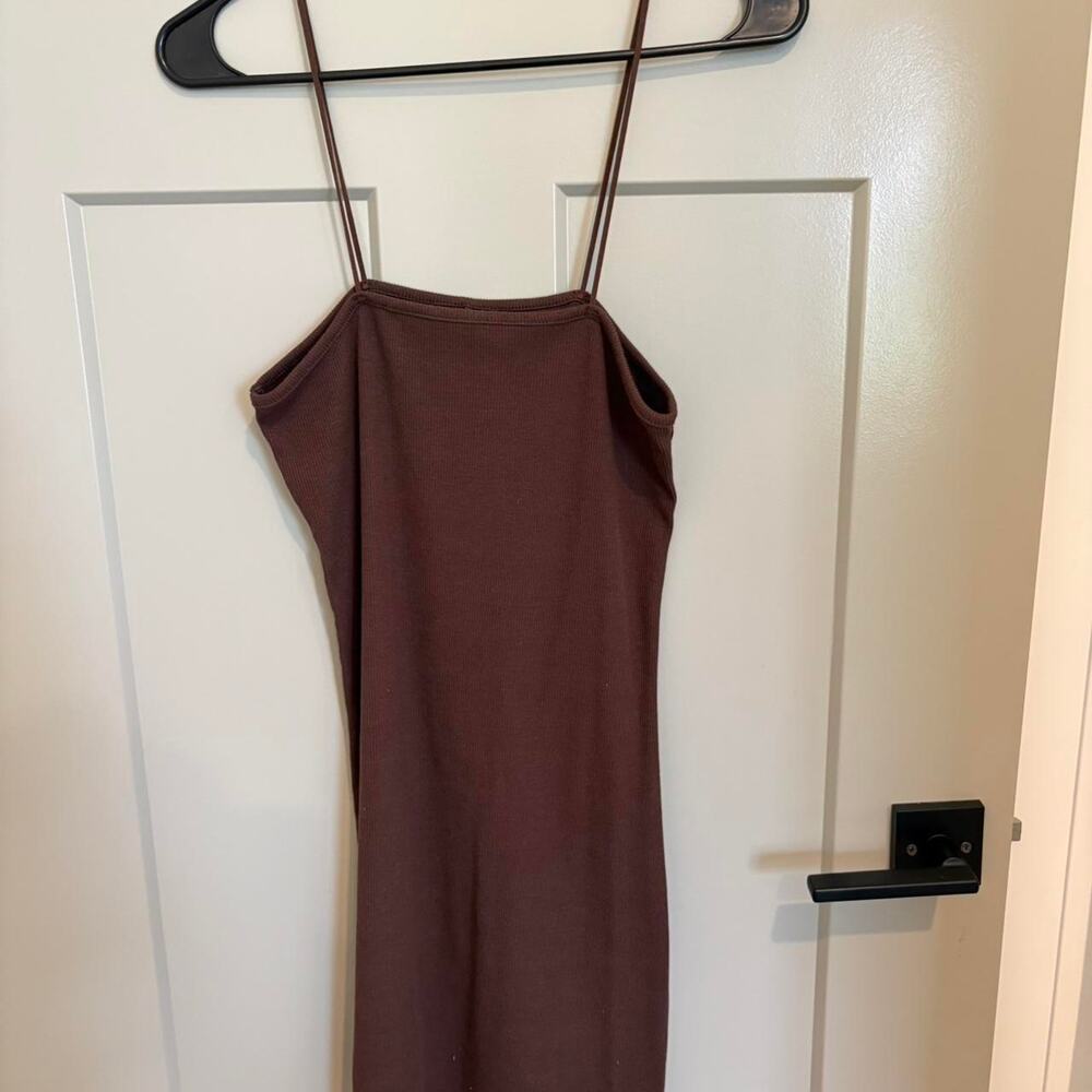 Brown Ribbed Mini Dress size Medium-Shein